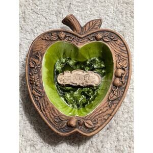 Vintage Treasure Craft Seattle Apple Shape Souvenir Ashtray Brown Green